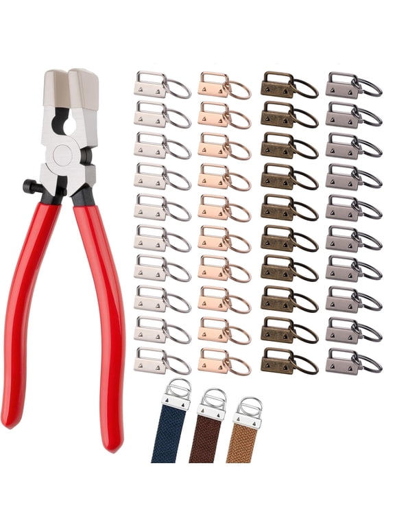 40 piece 1-inch keychain hardware set with keychain pliers | Keychain hardware, Diy keychain keychain production kit, wrist and lanyard