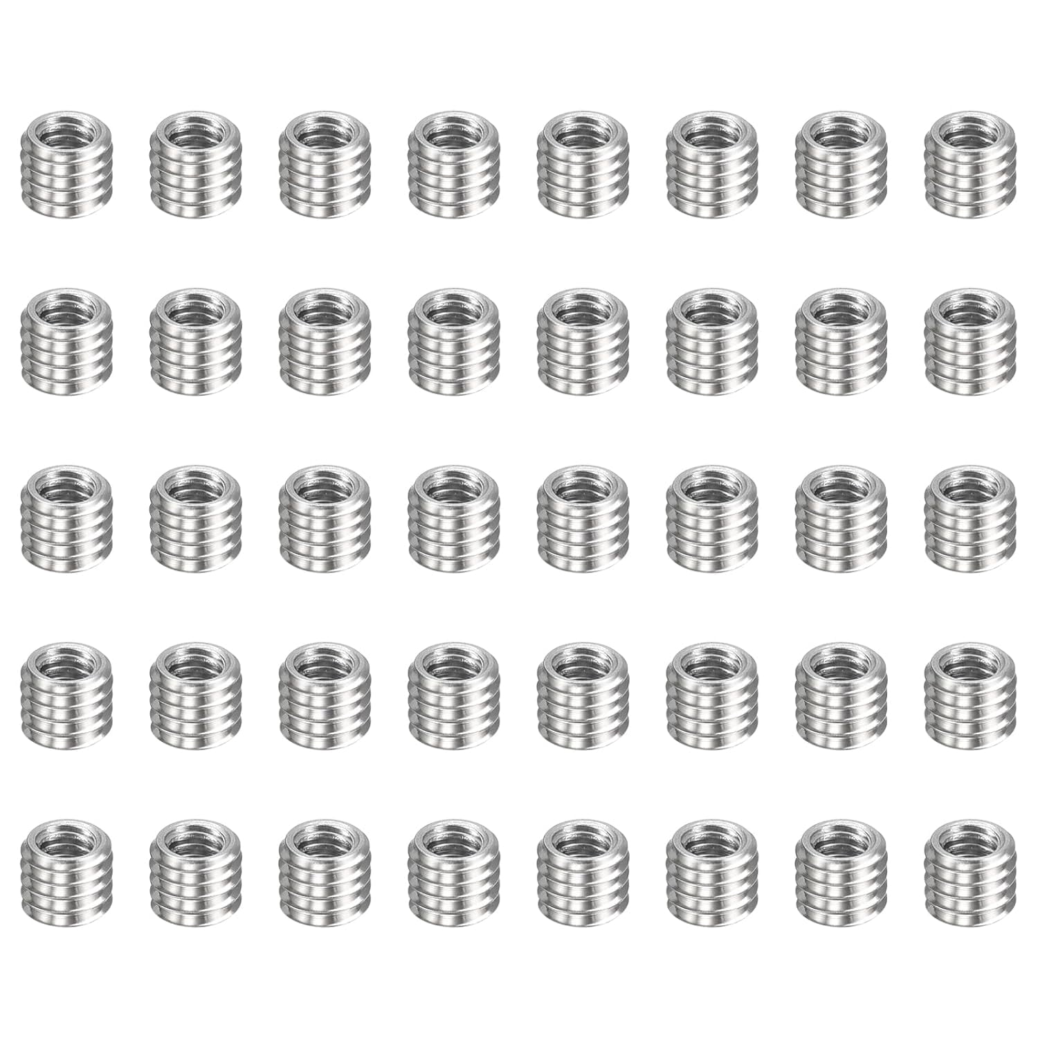 40 piece set of thread repair inserts 3 x 0.5 metric to 2 x 0.4 female metric thread, 2.5 long stainless steel reduced diameter nuts metric self-tapping sleeve thread reducer industrial fasteners
