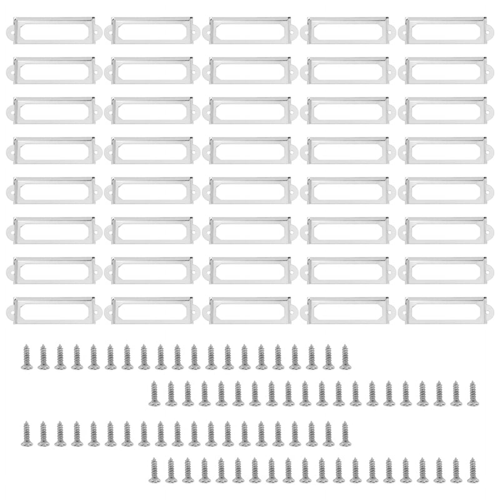 40 set Office Library File Drawer Cabinet Card Tag Label Holder Metal ...