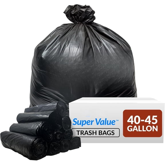 40 to 45 Gallon Trash Bags Heavy Duty | 250 Trash Bags | Super Sizeable, Black, Garbage for Serious Cleanup