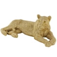 thumbnail image 1 of 40" x 15" Gold Resin Laying Floor Leopard Sculpture with Carved Faceted Diamond Exterior, by DecMode, 1 of 11