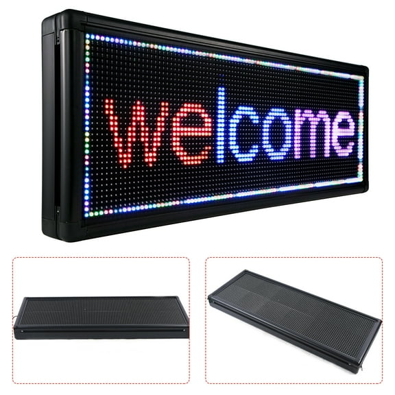 40" x 15" LED Black Rectangular Digital DIY Programmable Scrolling Message Sign Advertising Board