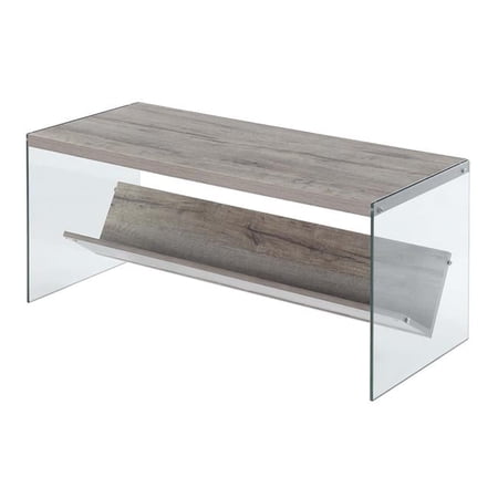 40 x 17.8 x 17 in. Soho Coffee Table, Sandstone & Glass
