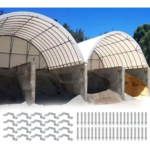 40' x 20' Shipping Container Shelter Kit  21oz PVC Cover Canopy Roof & 2PK Clamp with Expansion Bolt Mounting Kit for Securing Shelter on Concrete Surfaces