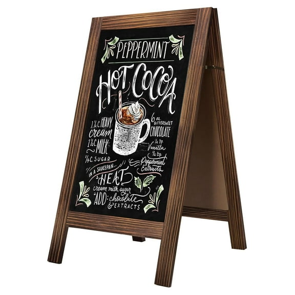 40" x 22" Large Rustic Chalkboard Sign, A Frame Sturdy Wide Edged Solid Pine Wood Board, Double Sided Menu Display for Restaurant, Business or Wedding (Brown)
