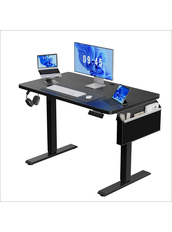 40" x 24" Height Adjustable Electric Standing Desk with Storage Pocket for Home Office, Black