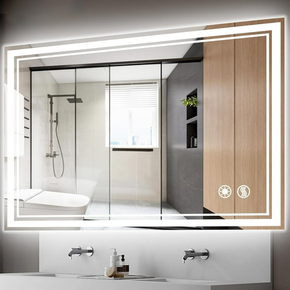 40 x 24'' LED Mirror for Bathroom Dimmable 3 Colors Bathroom Mirror with Lights Anti-Fog Stepless Lighted Bathroom Mirror Smart Vanity Mirror Wall Mounted Horizontal/Vertical