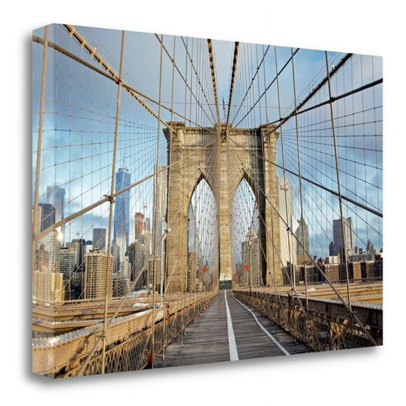 40" x 26" Brooklyn Bridge by Alan Blaustein - Print on Canvas Fabric Multi-Color