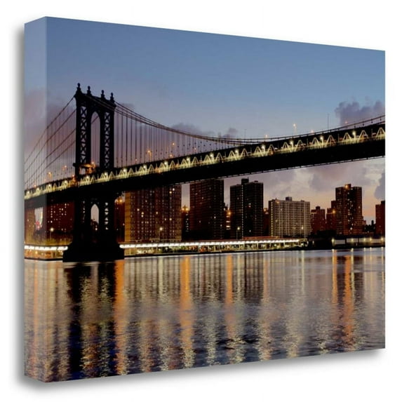 40" x 26" Manhattan Bridge At Dawn by Alan Blaustein Canvas Fabric Multi-Color