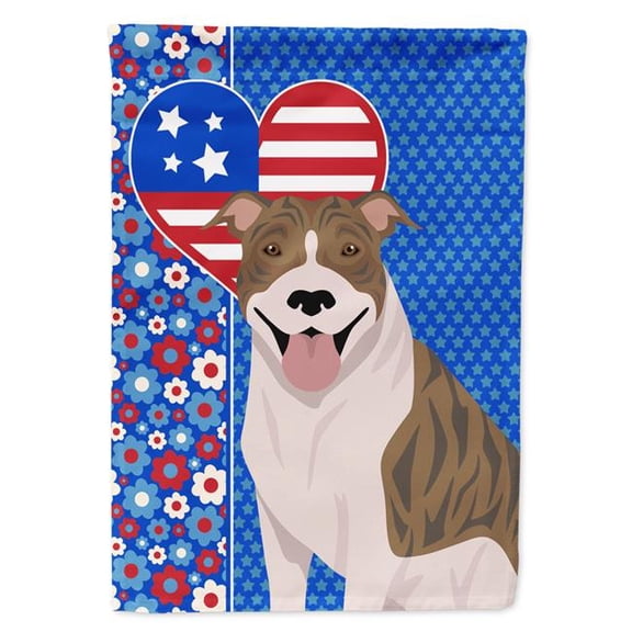 40 x 28 in. Fawn Brindle Pit Bull Terrier USA American Canvas House Flag