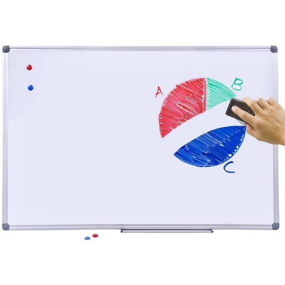 40 x 28-in Magnetic Dry Erase Board with Pen Tray| Aluminum Frame Portable Wall Large Whiteboard Message Presentation Board for Office & Classroom