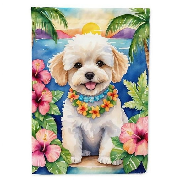 40 x 28 in. Maltipoo Luau House Flag