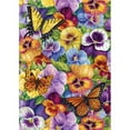 thumbnail image 1 of 40 x 28 in. Pansy & Butterfly House Flag, 1 of 1