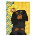thumbnail image 1 of 40 x 28 in. Summer Sunflowers Black & Tan Cavalier Spaniel Canvas House Flag, 1 of 1