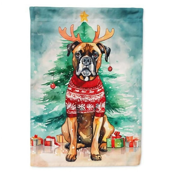 40 x 28 in. Unisex Boxer Christmas Polyester House Flag