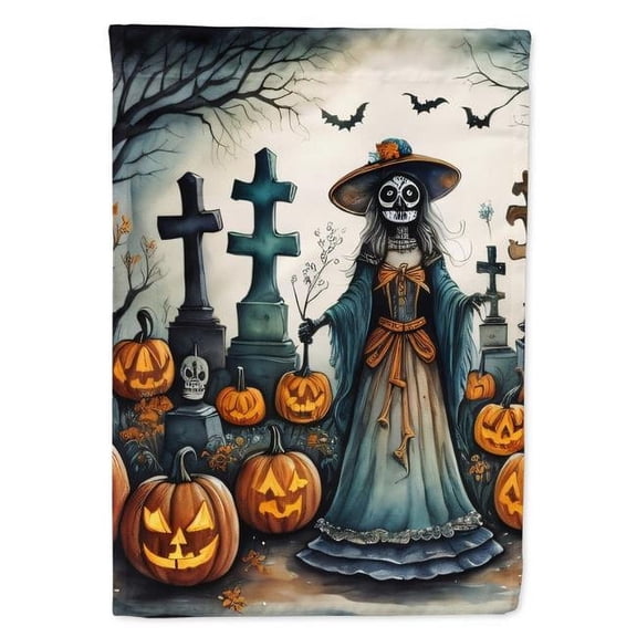 40 x 28 in. Unisex La Catrina Skeleton Spooky Halloween House Flag