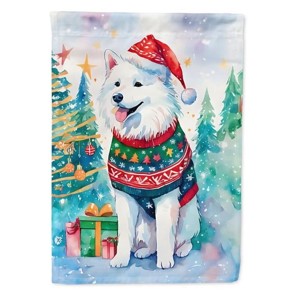 40 x 28 in. Unisex Samoyed Christmas Polyester House Flag