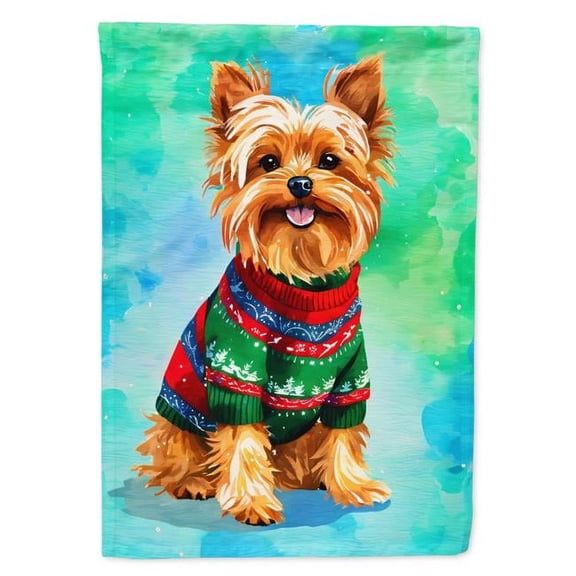 40 x 28 in. Unisex Yorkshire Terrier Yorkie Christmas Polyester House Flag
