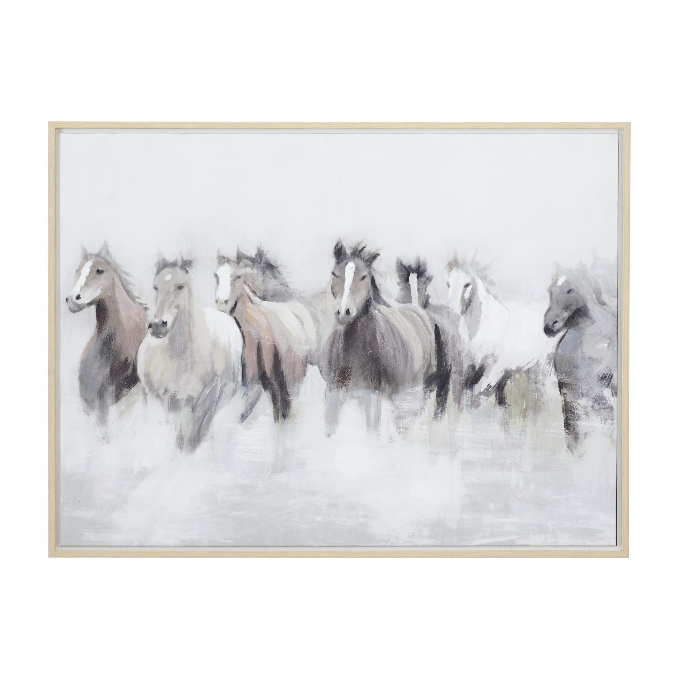 40" x 30" Horse Framed Wall Art with Brown Frame, by DecMode