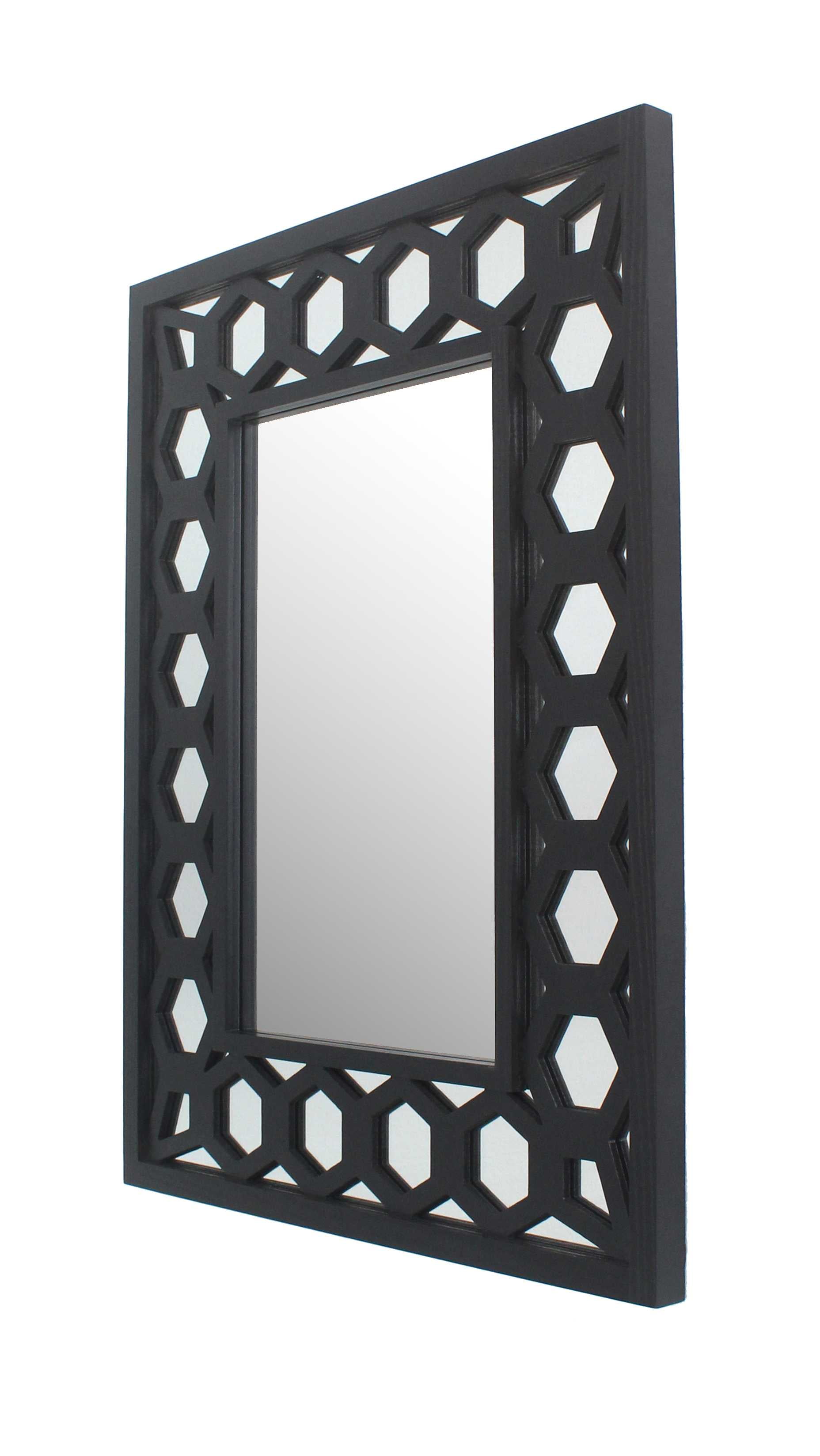 Vintage Black Rectangular Wood Bathroom Vanity Mirror