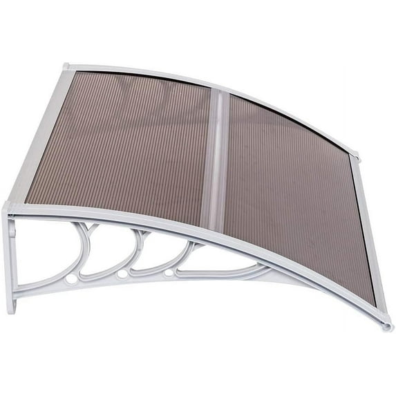 40" x 32" Door Window Awning Exterior, Polycarbonate Cover Entry Door Outdoor Patio Awning Canopy, Front Door Overhang Awning for Sun Shutter, UV, Rain and Snow Protection, Hollow Sheet (Brown Board)