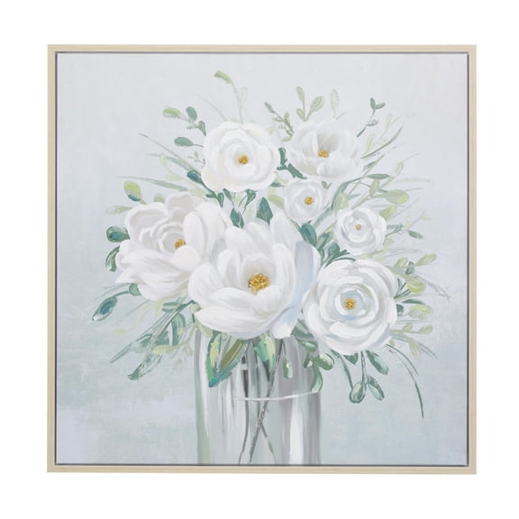 40" x 40" Bouquet Floral Framed Wall Art with Tan Frame, by DecMode
