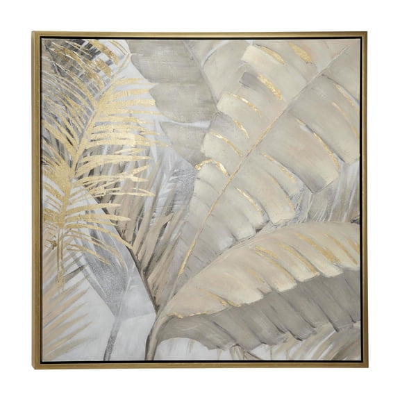 40" x 40" Metallic Layered Leaf Palm Tree Framed Wall Art with Gold Foil Accents, by CosmoLiving by Cosmopolitan