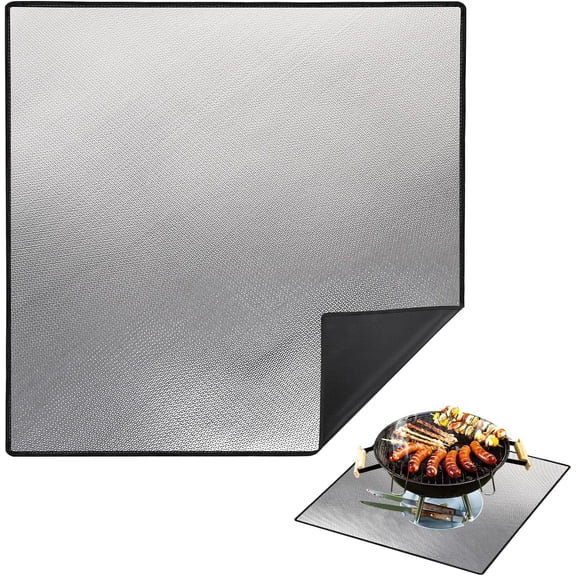 40 x 40 inches Square Fire Pit Mat,4-Layer Fireproof Under Grill Mat Heat Insulated Indoor Fireplace Pad Protector for Deck,Patios,Grass,BBQ Smoker, Portable Reusable Oil-Proof and Waterproof