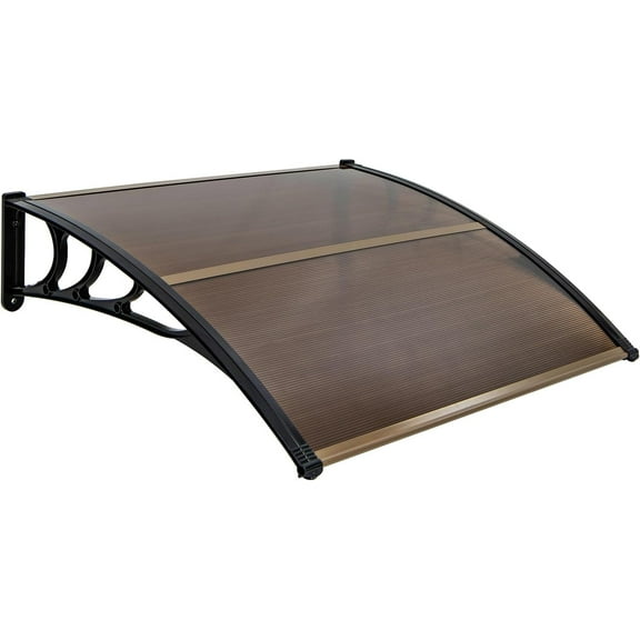 40" x 48" Window Awning, Modern Polycarbonate Overhead Door Awning with Hollow Sheet for Rain Snow Sunlight Protection, UPF 50+ Awnings for Patio, Door, Deck, Porch