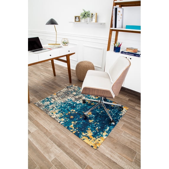 40" x 54" Bilbao Blue & Orange 1/2" Rug’d Chair Mat™