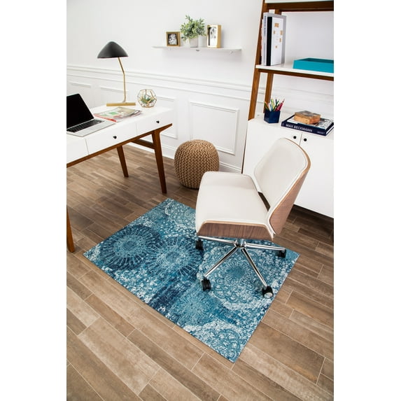 40" x 54" Maldives Blue & Ivory 1/2" Rug’d Chair Mat™