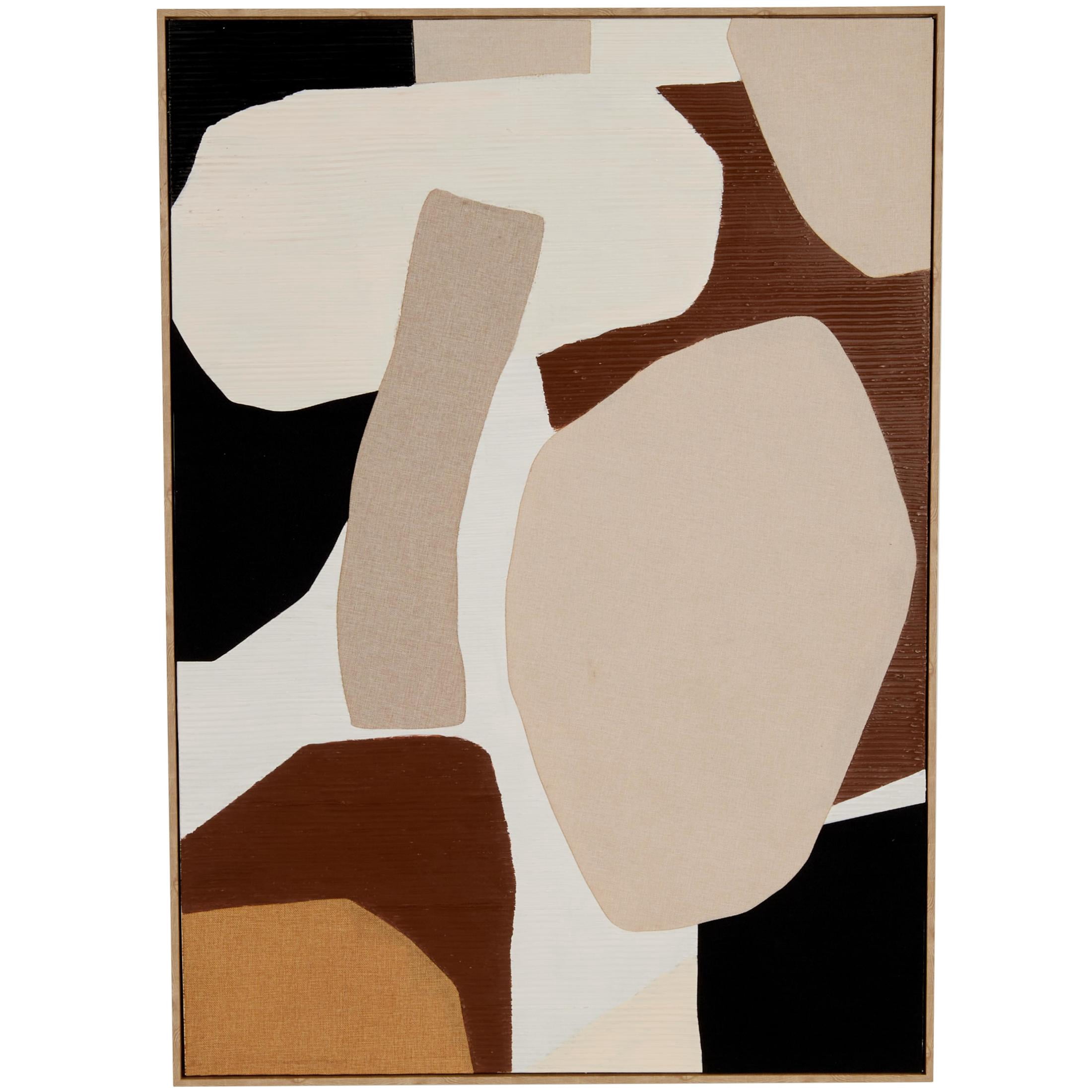 40" x 56" Abstract Overlapping Circle Geometric Framed Wall Art with Cream Accents, by DecMode