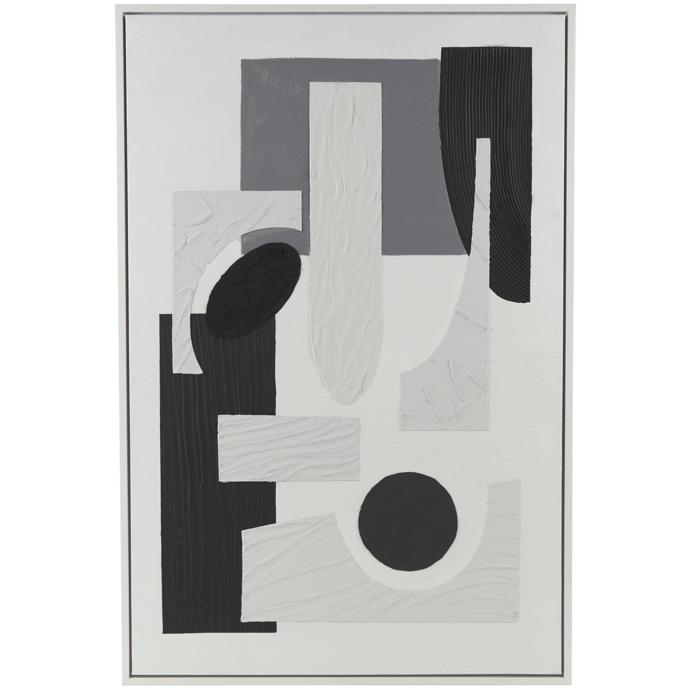 40" x 59" Textured Geometric Framed Wall Art with Various Shapes and Black Accents, by DecMode