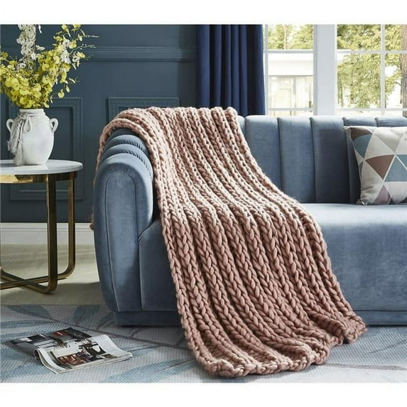 40 x 60 in. Sinclair Channel Knit Throw Blanket, Blush