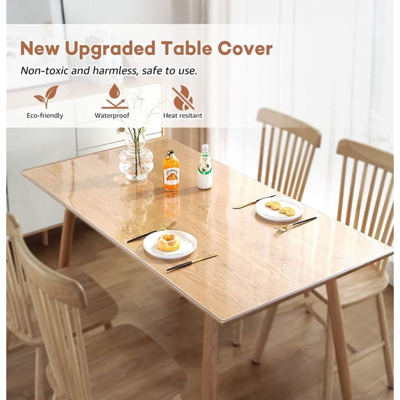 40 x 72 Inch Rectangular Clear PVC Table Protector Waterproof Vinyl Table Pad for Dining Coffee Kitchen Desk