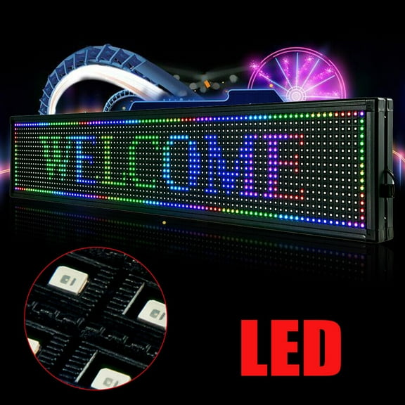 40 x 8 inch Led Sign, Seven-Color Led Scrolling Sign, Digital Display Board by PC & WiFi & USB with SMD Technology, Scrolling Advertising LED Signs, Led Sign for Advertising and Business