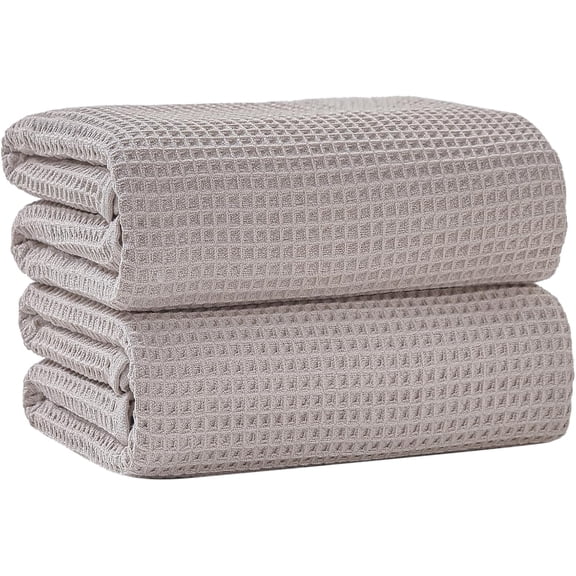 40 x 80 Inches Extra Large Bath Sheets Towels Microfiber Waffle Oversized Bath Towels for Bathroom Quick Dry Lightweight (Beige,2PCS)