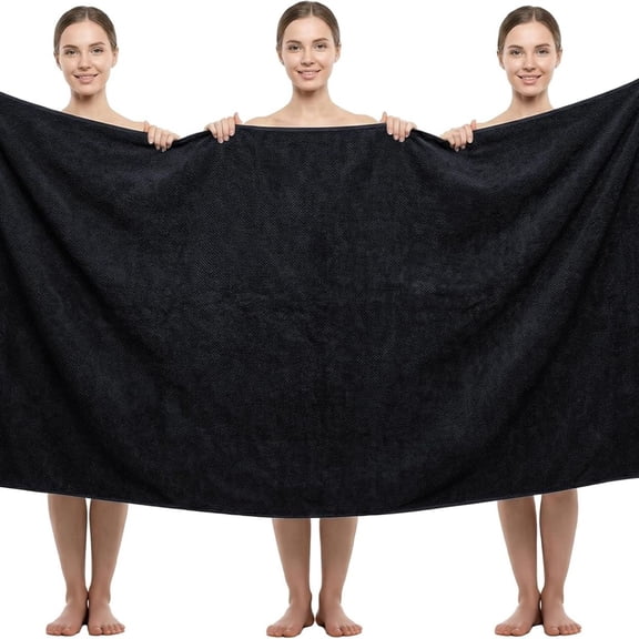 40 x 80 Inches Microfiber Oversized Bath Towel for Bathroom, Extra Large & Lightweight, Quick-Dry, Super Soft & Highly Absorbent, Perfect to Wrap Yourself In, Black