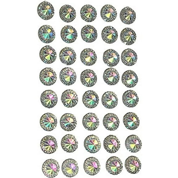 40 x Self Adhesive Gems Clear AB Round Diamante Rhinestones Resin Crystals Stick on Gems Card Making Embellishments For Crafts