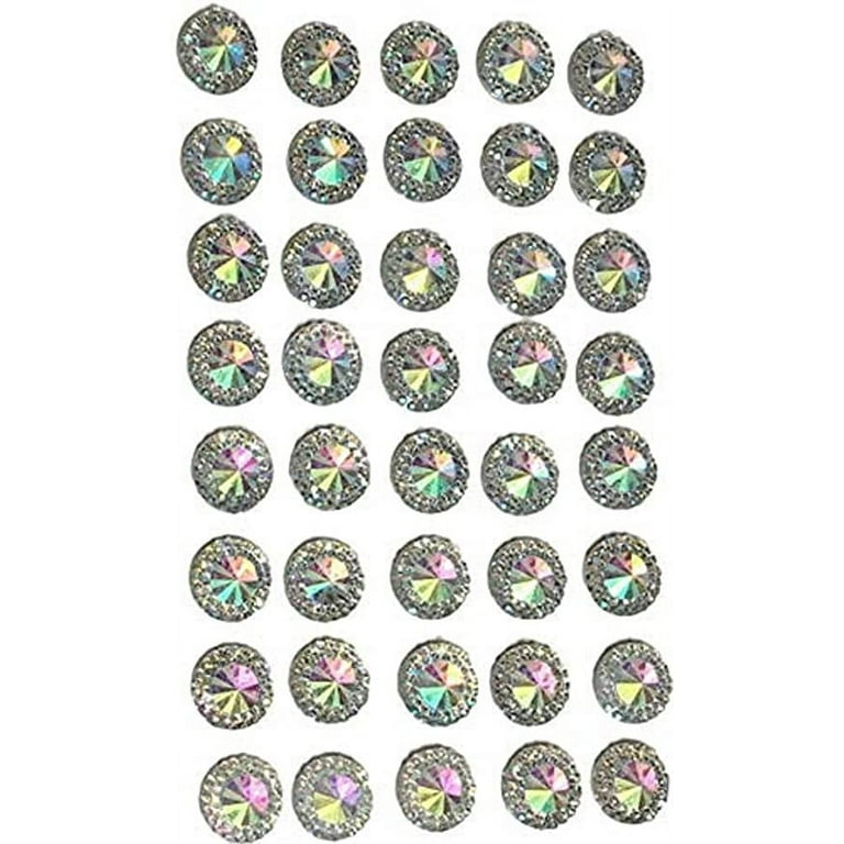 40 x Self Adhesive Gems Clear AB Round Diamante Rhinestones Resin Crystals  Stick on Gems Card Making Embellishments For Crafts 