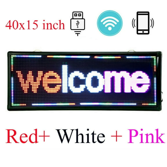40"x15" Hanging Led Scrolling Sign Programmable Advertising Board Business Signs