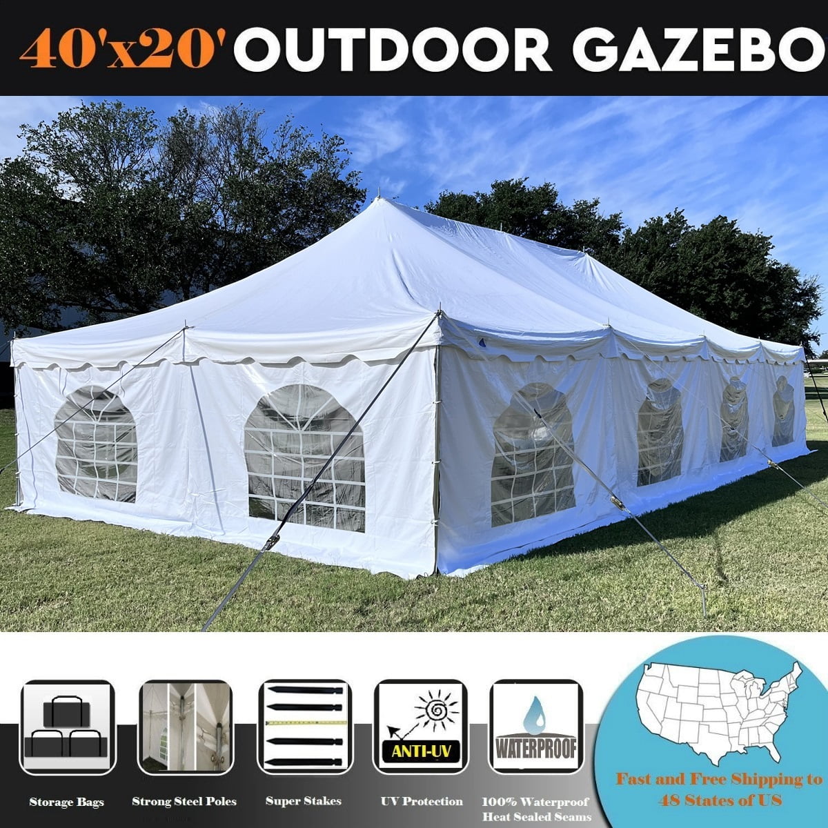 40'x20' PVC Pole Tent - Party Wedding Canopy Shelter By DELTA