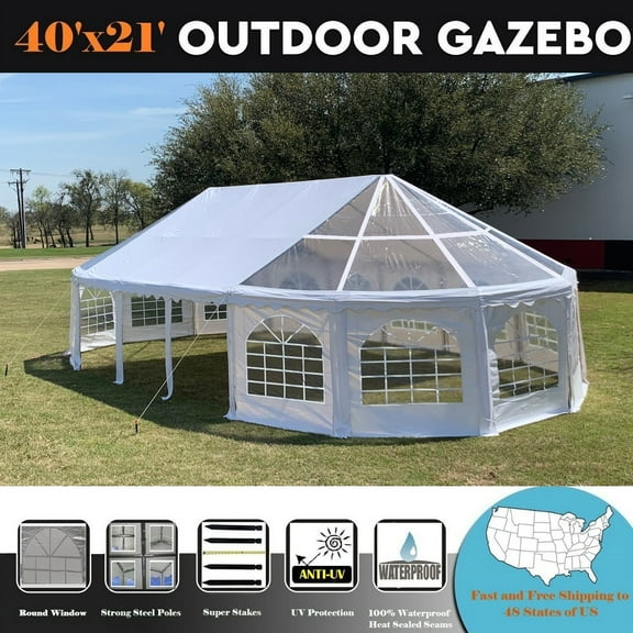40'x21' PVC Marquee - Party Tent Canopy Shelter with Clear Bay Windows By DELTA Canopies