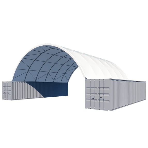 DuraYu 40x40x13 ft Shipping Container Canopy Shelter with 11oz PE Tarp & Steel Frame