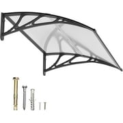 40"x48" Awnings for Doorways Polycarbonate Patio Sun Shade Cover Black Bracket & Transparent Board