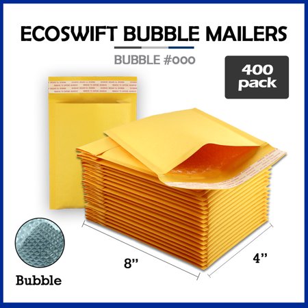 400 #000 4x8 "EcoSwift" Brand Kraft Bubble Mailers Small Padded Envelope 4" x 8"