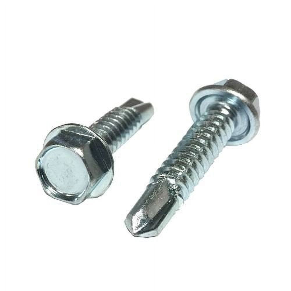 41642 Hex Washer Head Self-Drilling Screws – Zinc Plated Steel, 50-Pack