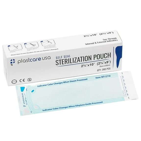 400 2.75 x 9 Inch Self Sealing Sterilization Autoclave Pouch Bags with Internal and External Indicators (2 Boxes of 200)