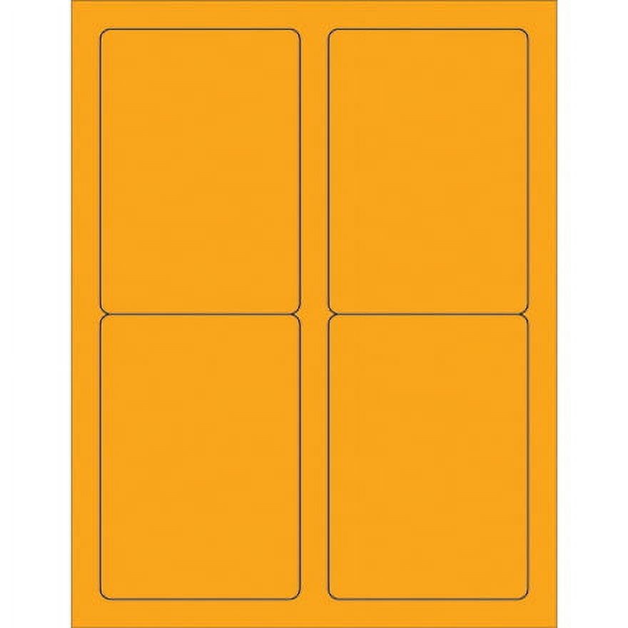 400 3 1/2 x 5" Orange Rectangle Laser Labels 4 Labels/Sheet