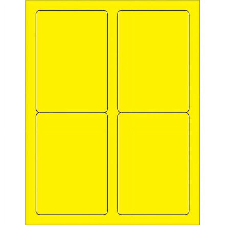 400 3 1/2 x 5" Yellow Rectangle Laser Labels 4 Labels/Sheet